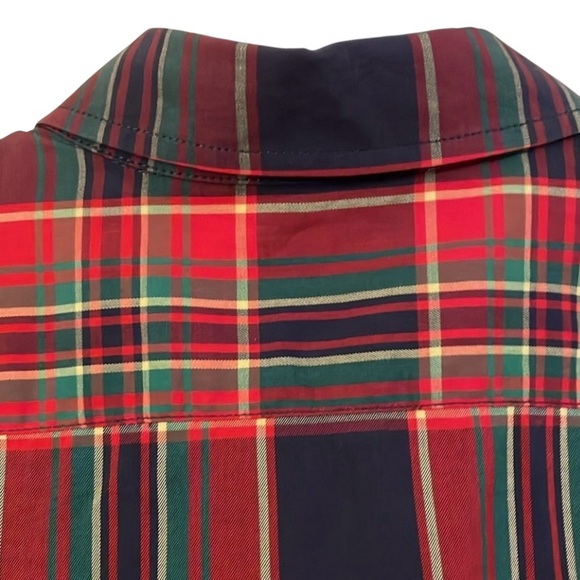 Ralph Lauren cotton Christmas plaid ruffle  button front shirt cuffs collar. XL - Picture 8 of 12